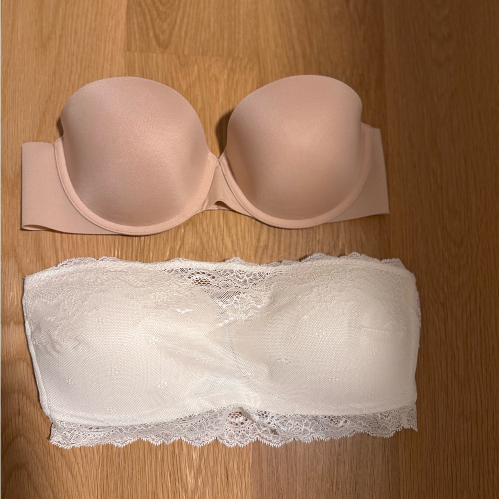 SPANX Nude and White Lace Bandeau Set